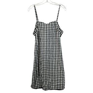 Alisa Pan Sleeveless Black/White Check Shift Dress Tie Cut Out Back Size 12 New